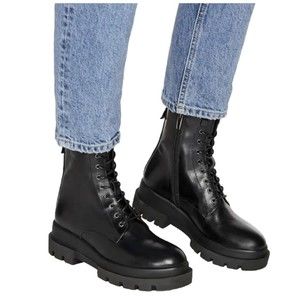 NEW La Canadienne 36.5 US 6 Black Brendan Leather Waterproof Combat Booties